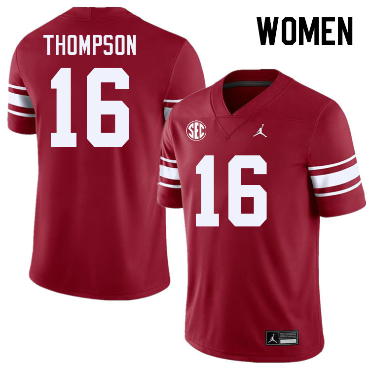 Women #16 Casey Thompson Oklahoma Sooners 2024 SEC Conference College Football Jerseys-Throwback